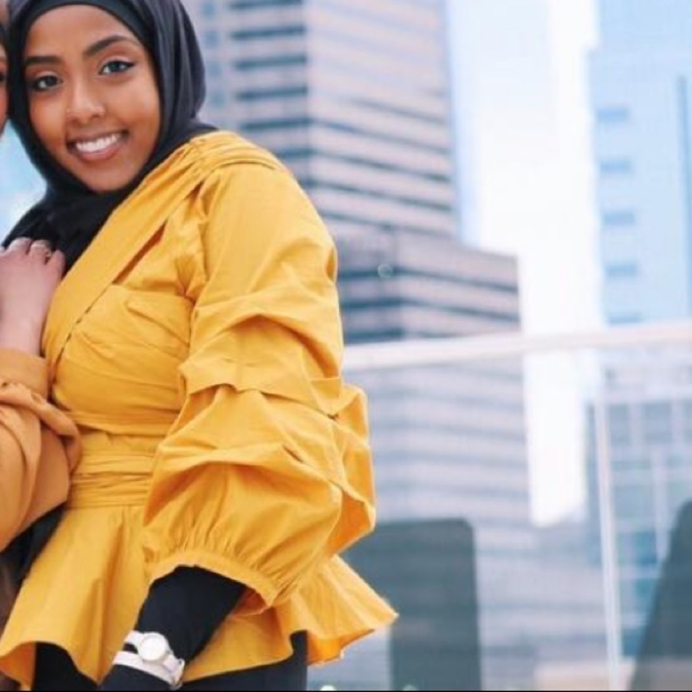 Mustard puff sleeve tie waist shirt